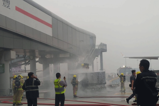 Hong Kong cargo pallet burning