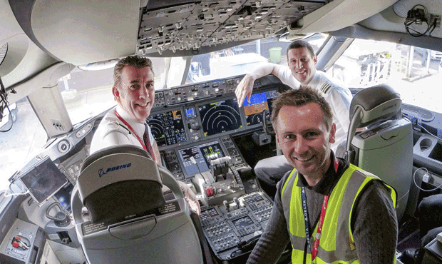 Dominic Kennedy in Virgin Cockpit