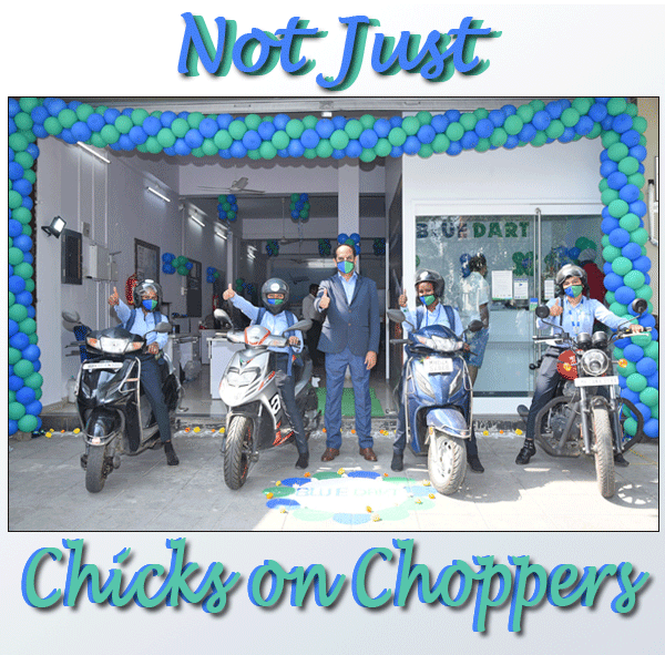 Blue Dart Women on choppers