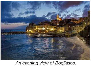 Evening view of Bogliasco